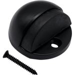 Oval Floor Mounted Door Stop - Screw Fixing - Matt Black - tradefit - 1