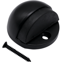 Oval Floor Mounted Door Stop - Screw Fixing - Matt Black - tradefit