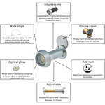 Door Viewer 200 Degree Glass Lens - 14mm Dia. - 35 - 55mm Doors - Satin Chrome - tradefit - 3
