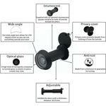 Door Viewer 200 Degree Glass Lens - 14mm Dia. - THICK 50 - 75mm Doors - Black - tradefit - 2