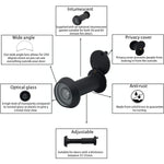 Door Viewer 200 Degree Glass Lens - 14mm Dia. - 35 - 55mm Doors - Black - tradefit - 2