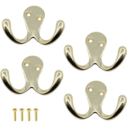 Double Robe Hook - Brass Plated - Pack of 4 - tradefit