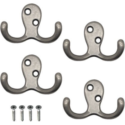 Double Robe Hook - Satin Nickel - Pack of 4 - tradefit - Featured Image
