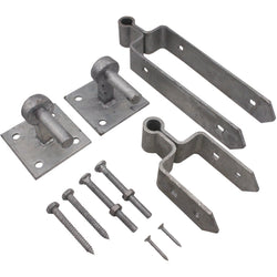 Field Gate Hinge Set Double Strap Hook On Plate - (18" / 450mm) - Hot Dip Galvanised - tradefit
