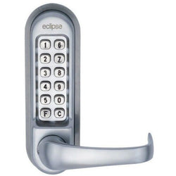 Outside Access Lever Digital Lock c/w Hold Open Suit Panic Hardware - Satin Silver - tradefit