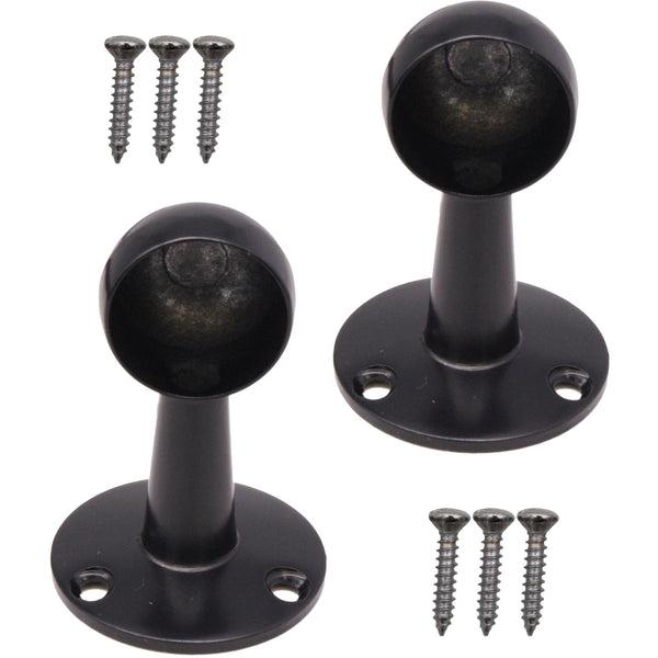 Wardrobe Rail End Bracket - 25mm - Matt Black - Pack of 2 - tradefit - Featured Image