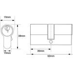 Euro Double Cylinder Lock - 30x30mm - Polished Chrome - Keyed Alike - tradefit - 2