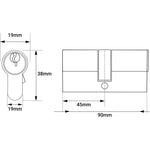 Euro Double Cylinder Lock - 45x45mm - Polished Chrome - Keyed to Differ - tradefit - 2