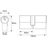 Euro Double Cylinder Lock - 45x45mm - Satin Chrome - Keyed to Differ - tradefit - 2