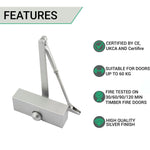 Overhead Fire Door Closer Reversible Push or Pull Side - Power Size 3 - Silver Cover - tradefit - 2