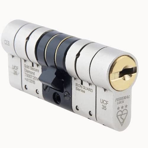 Federal TS007 Euro Door Cylinder Lock BS HIGH Security 3* Snap Safe Police Approved 45+55mm Double Nickel c/w Brass - tradefit - Featured Image