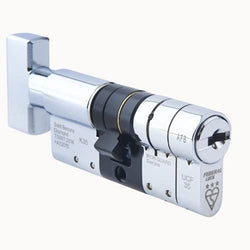 Federal TS007 Euro Door Cylinder Lock BS HIGH Security 3* Snap Safe Police Approved 50+50mm Thumb Turn Polished Chrome - tradefit
