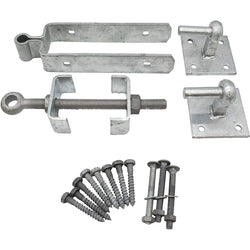 Field Gate Hinge Set Double Strap Adjustable Hook On Plate - (12" / 300mm) - Hot Dip Galvanised - tradefit