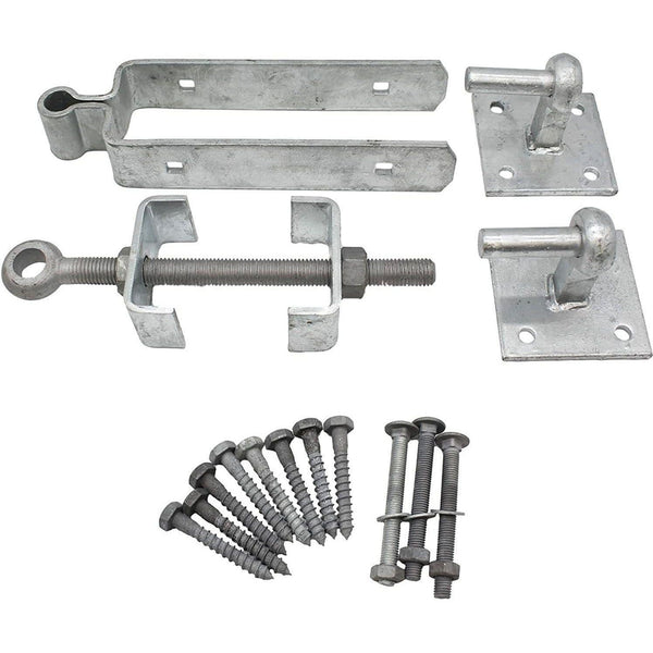 Field Gate Hinge Set Double Strap Adjustable Hook On Plate - (12