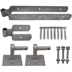 Field Gate Hinge Set Double Strap Hook On Plate - (24" / 600mm) - Hot Dip Galvanised - tradefit