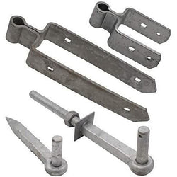 Field Gate Hinge Set Double Strap Hook to Drive and Bolt Pattern Hot Dip Galvanised (12" / 300mm) - tradefit