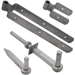 Field Gate Hinge Set Double Strap Hook to Drive and Bolt Pattern Hot Dip Galvanised (24" / 600mm) - tradefit
