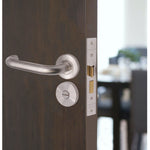 Return To Door Lever on Rose Handle Bathroom Lock Kit - Satin Stainless Steel - 102mm Hinges - 64mm Lock - tradefit - 6