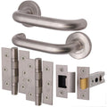 Fire Door Handles Set - 19mm RTD Lever - 76mm Hinges 76mm Latch - Satin Stainless