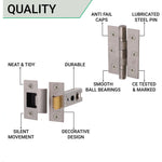 Return To Door Lever on Rose Handle Hinges & Latch Kit – Satin Stainless Steel - 76mm Hinges - 76mm Latch - tradefit - 4