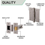 Return To Door Lever on Rose Handle Hinges & Latch Kit – Satin Stainless Steel - 102mm Hinges - 76mm Latch - tradefit - 4