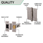 Return To Door Lever on Rose Handle Hinges & Latch Kit – Satin Stainless Steel - 76mm Hinges - 66mm Latch - tradefit - 4