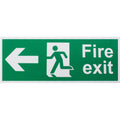 Fire Exit Sign Arrow Man Left 400x150mm Self Adh Semi Rigid PVC