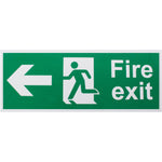 Fire Exit Sign Arrow Man Left 400x150mm Self Adh Semi Rigid PVC - tradefit - 1