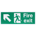 Fire Exit Sign Arrow Man Up LEFT 400x150mm Self Adh Semi Rigid PVC