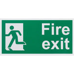 Fire Exit Sign Man Left 300x150mm Self Adh Semi Rigid PVC - tradefit - 1