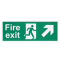 Fire Exit Sign Arrow Man Up RIGHT 400x150mm Self Adh Semi Rigid PVC
