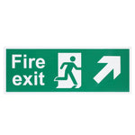 Fire Exit Sign Arrow Man Up RIGHT 400x150mm Self Adh Semi Rigid PVC - tradefit - 1
