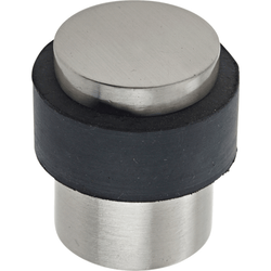 Flat Top Floor Mounted Door Stop - 30mm Diameter - Satin Stainless Steel - tradefit