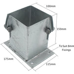 Bolt Down Fence Post Flush Fit Shoe - 100mm - Hot Dip Galvanised - tradefit - 3