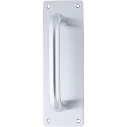 Pull Handle On Plate 150x19mm Pull on 225x75x3mm Plate - SAA Satin Aluminium - tradefit