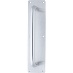 Pull Handle On Plate 225x19mm Pull on 300x75x3mm Plate - SAA Satin Aluminium - tradefit - 1
