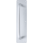Pull Handle On Plate 300x19mm Pull on 375x75x3mm Plate - SAA Satin Aluminium - tradefit - 1