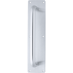 Pull Handle On Plate 300x19mm Pull on 375x75x3mm Plate - SAA Satin Aluminium - tradefit