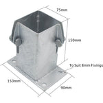 Bolt Down Fence Post Flush Fit Shoe - 75mm - Hot Dip Galvanised - tradefit - 2
