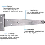 Medium Tee Door and Gate Hinge - 15 inch - Galvanised - tradefit - 2