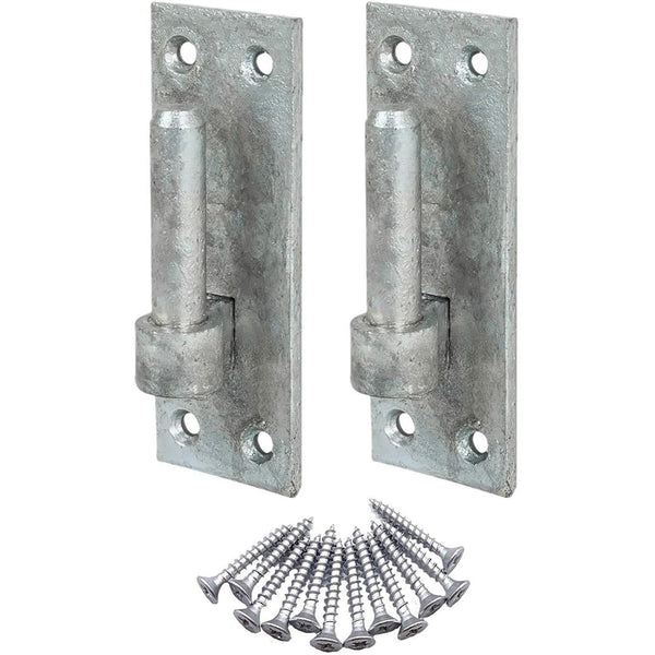 Gate Hinge Pin On Rectangular Plate Bracket - 160 x 50mm x 16mm Diameter Pin - Hot Dip Galvanised - Pack of 2 (Pair) - tradefit - Featured Image