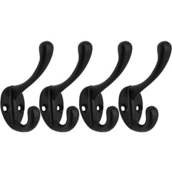 Hat Coat & Robe Hook - Matt Black - Pack of 4 - tradefit