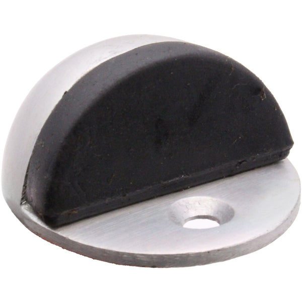 Oval Floor Mounted Door Stop - 50mm Diamter - Satin Aluminium - tradefit - Featured Image
