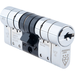 Federal High Security Euro Profile Cylinder Lock - 40/60mm - Polished Chrome - tradefit
