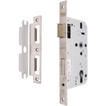 Fire Rated DIN Sashlock Sash Lock - 60mm Backset / 90mm Case / 72mm Centres - Satin Stainless Steel - tradefit - 2