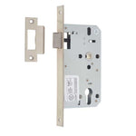 Fire Rated DIN Latch - 60mm Backset / 90mm Case / 72mm Centres - Satin Stainless Steel - tradefit - 1