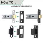 Curly Black Antique Lever on Backplate Latch Kit / Pack - 64mm Latch - 76mm Hinges - Black - tradefit - 4
