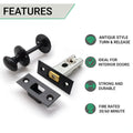 2.5 inch/64mm Bathroom Tubular Deadbolt Set - 44mm Backset - Antique Black - tradefit