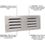 Louvre Air Vent - 242 x 89mm - Stainless Steel - tradefit - 2