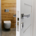 Mortice Bathroom Lock Fire Rated - 64mm Case 44mm Backset - Square Polished Stainless - tradefit - 5
